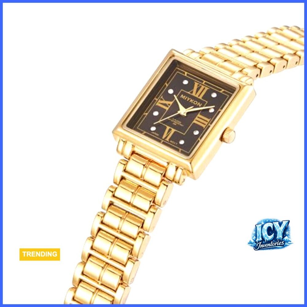 Small Square Face Women's Watch with Genuine Crystals, Japanese Quartz, - Picture 4 of 7
